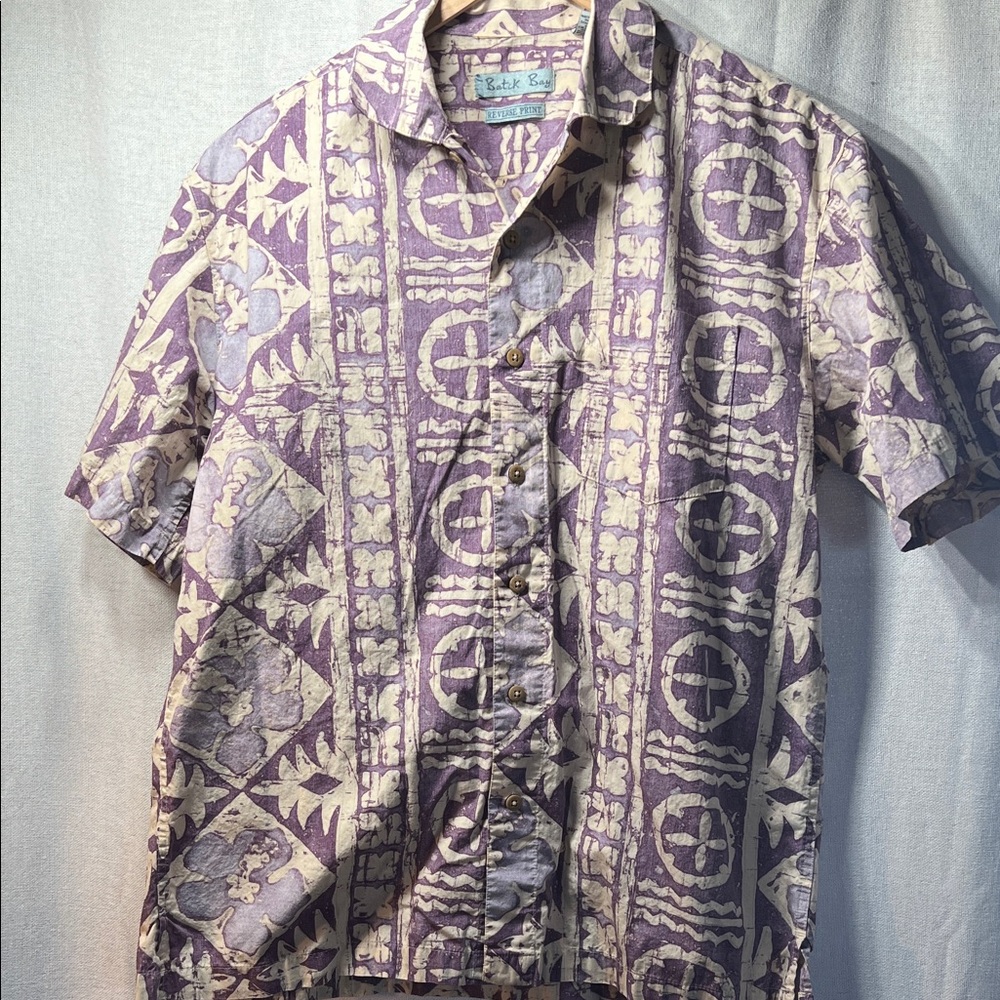Stylish Purple and Cream Button-Down Shirt